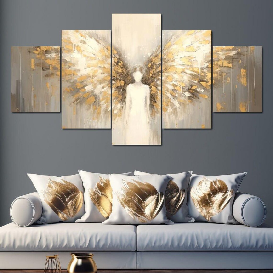 Heavenly Guardian Angel Silhouette Art Print - Image 3