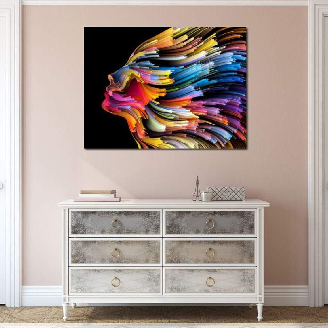 Psychedelic Face Colorful Abstract Modern Art Print - Image 2