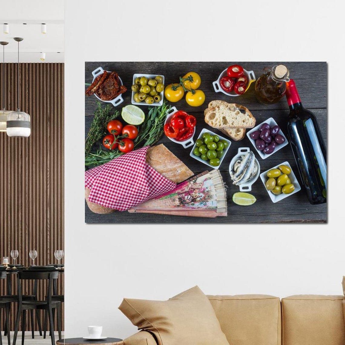 Mediterranean Tapas Spread Kitchen Food Photography Wall Art Poster - Image 2