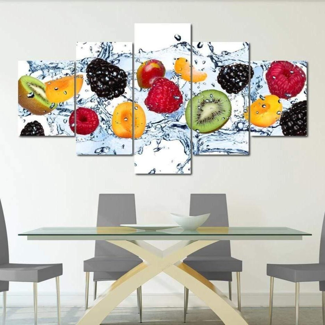 Fresh Fruits Colorful Wall Art For Kitchen Decor Vegan Vegetarian Friendly Multicolor Print By Nichecanvas - Image 2