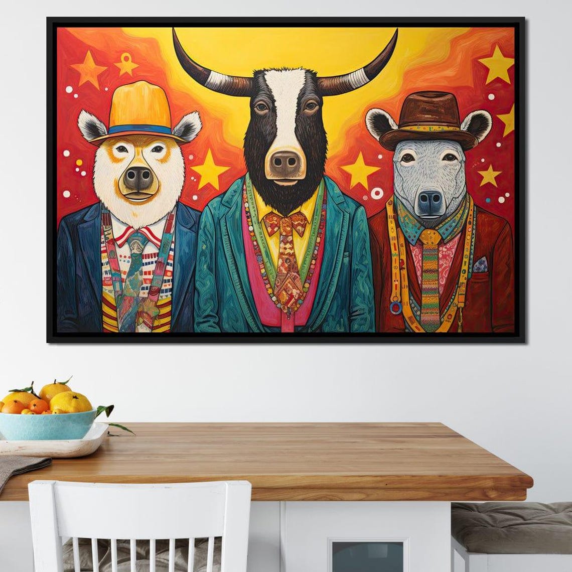 Dapper Wild Trio Suited Animals Whimsical Pop Art Party Poster