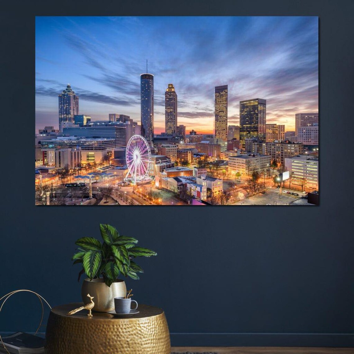 Atlanta Skyline Ferris Wheel Sunset City Lights Downtown Travel Poster - Image 4