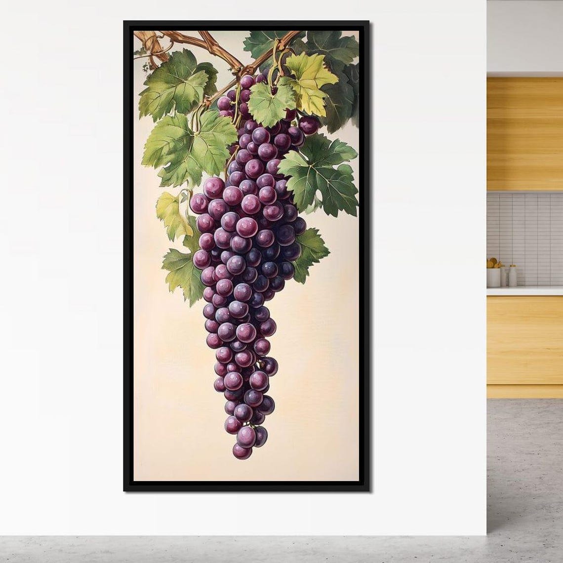 Purple Grape Cluster Vintage Botanical Vine Kitchen Decor Wall Art - Image 3