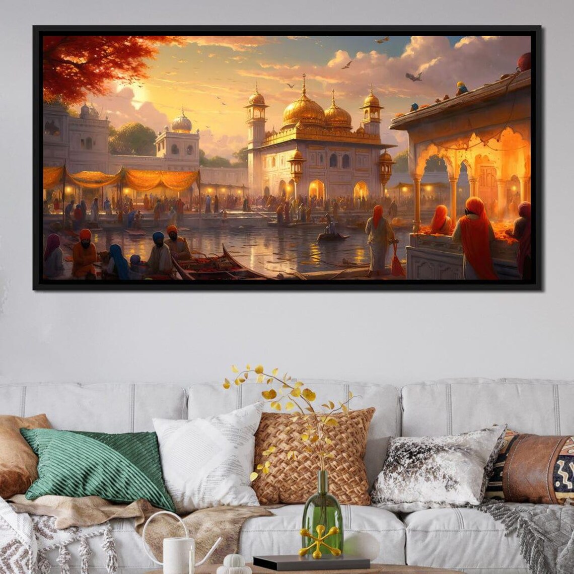Golden Temple Amritsar Sunset Devotees Sacred Lake India Travel Poster - Image 4