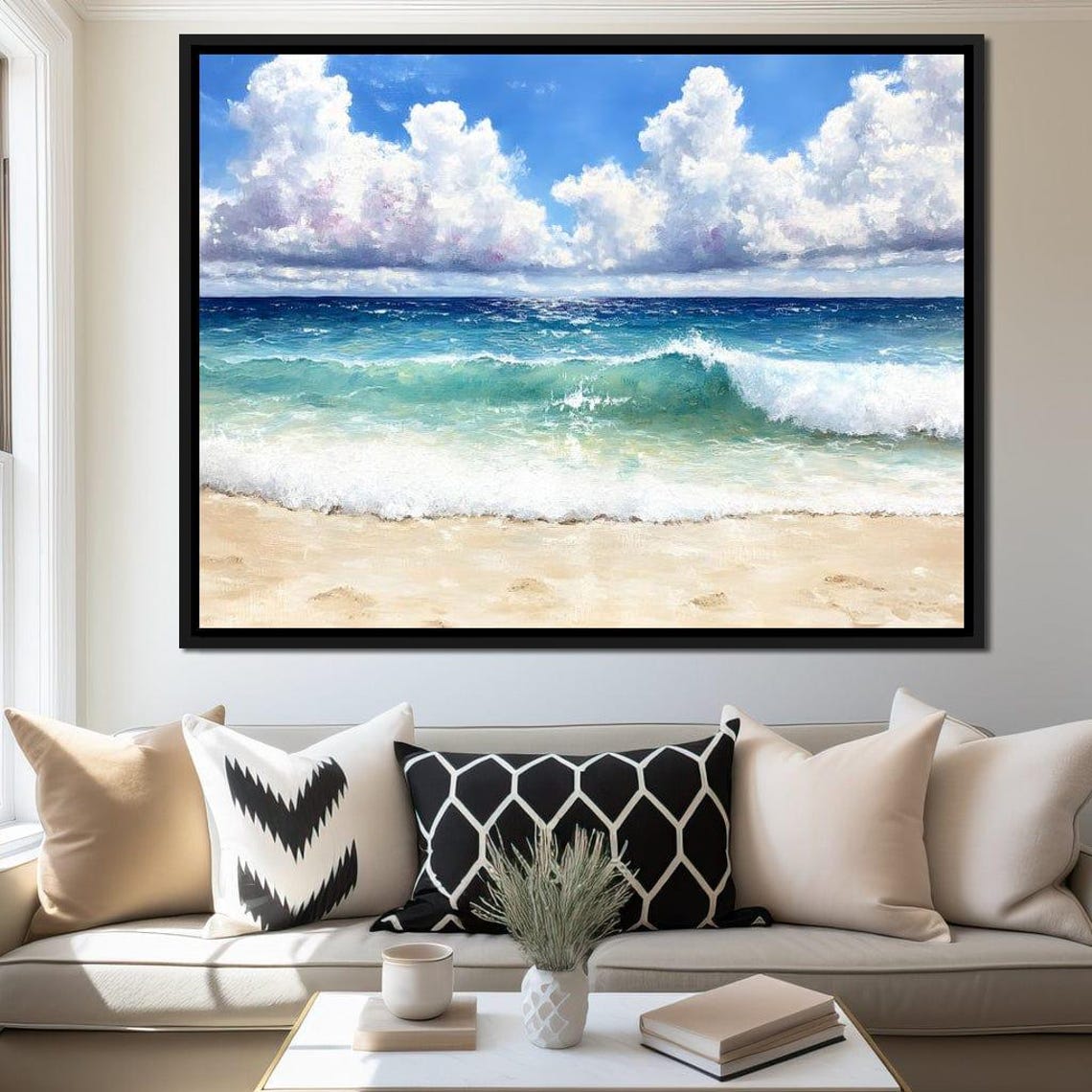 Turquoise Ocean Wave Breaking on a Sunny Sandy Beach Wall Poster