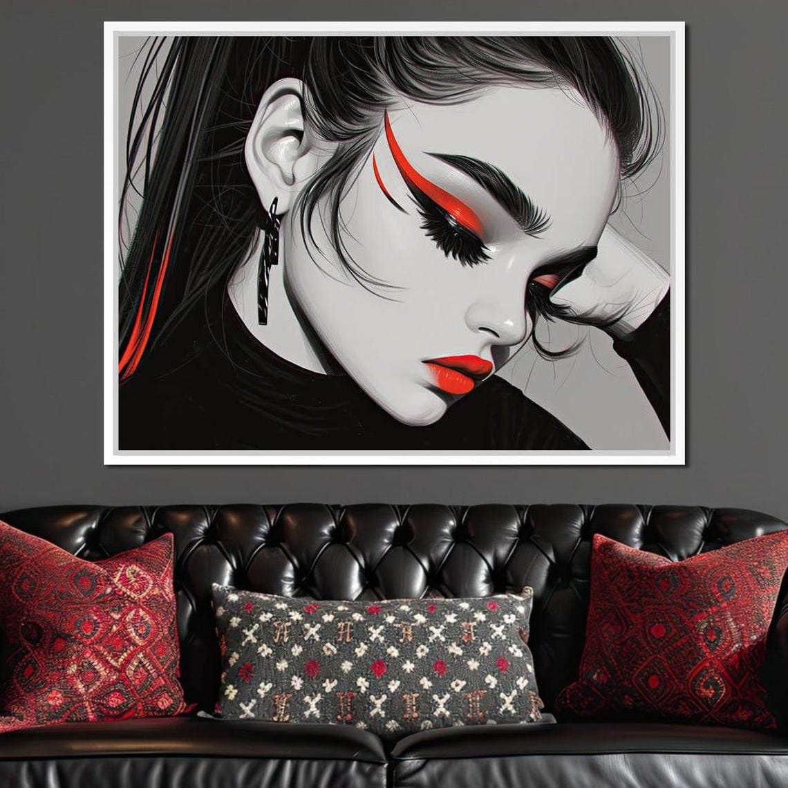 Samantha Geisha Nina Modern Geisha Portrait Black And Red Art Japanese Style Fashion Wall Art Decor By Nichecanvas - Image 3