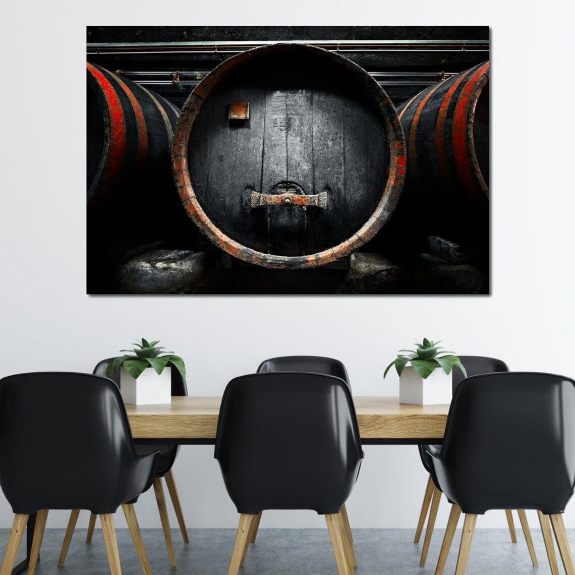 Old Wooden Wine Barrels Dark Cellar Rustic Vintage Wall Art Print Poster - Image 3