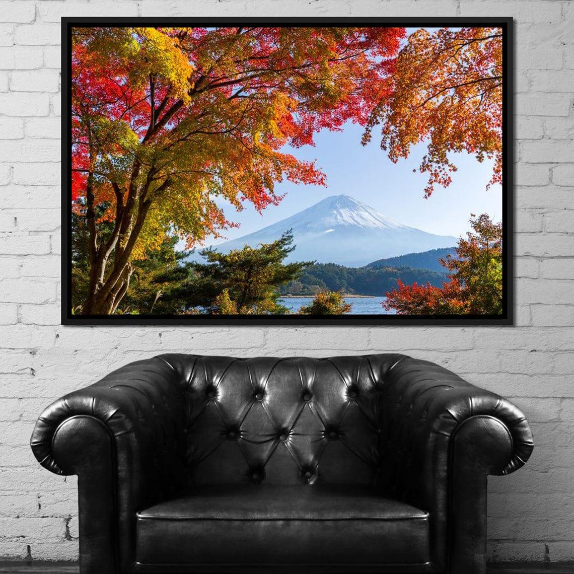 Mount Fuji Framed By Autumn Maple Leaves Scenic Japan Travel Poster - Image 2