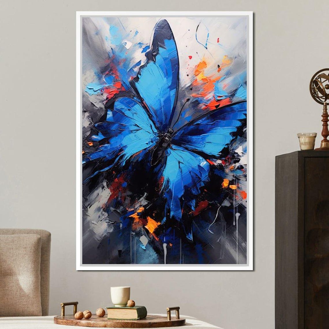 Chroma Breeze Blue Butterfly Vibrant Wall Art Nature Inspired Modern Decor Azure Abstract Aesthetic By Nichecanvas - Image 2