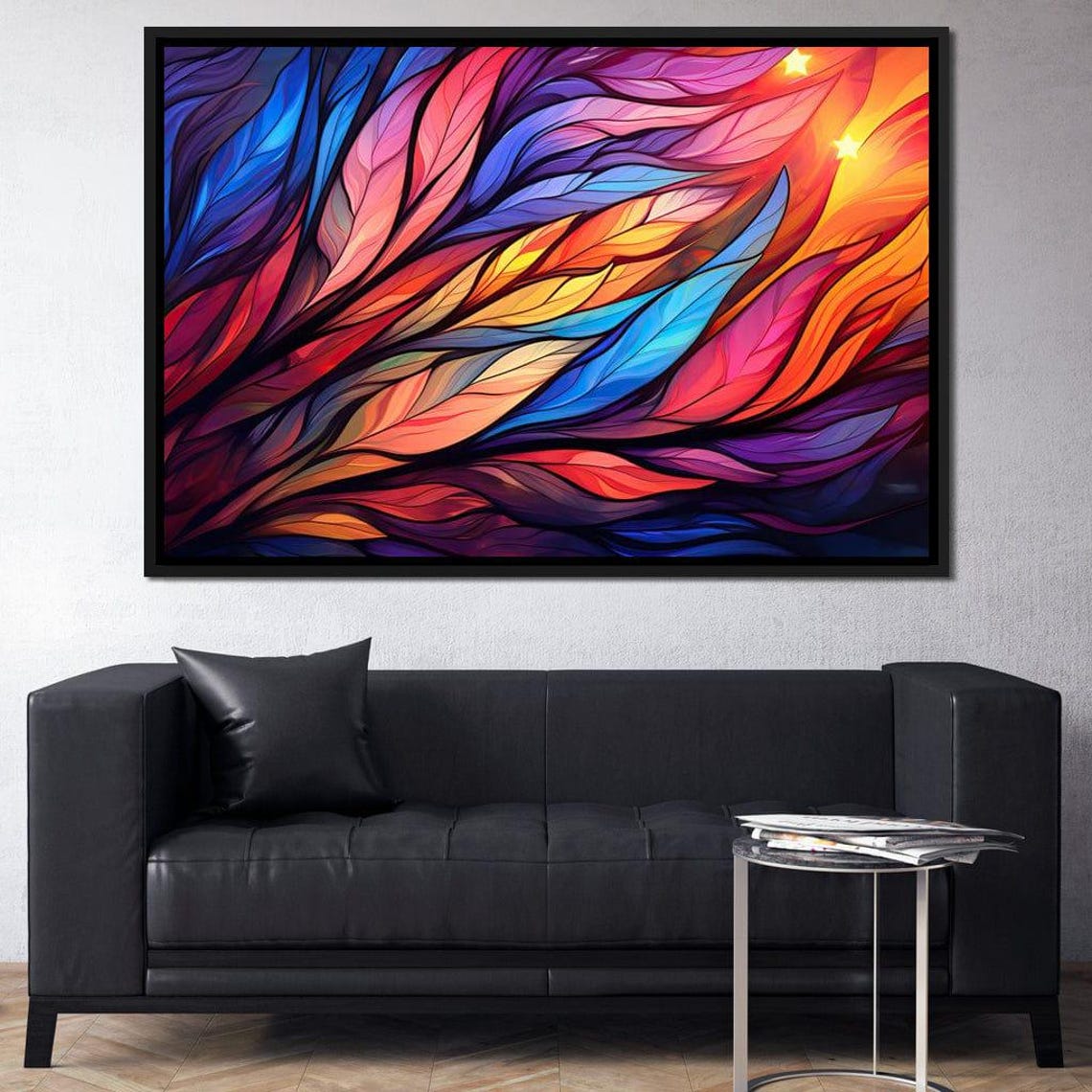 Fiery Feather Abstract Swirl Magenta Five Panel Wall Art Poster - Image 2