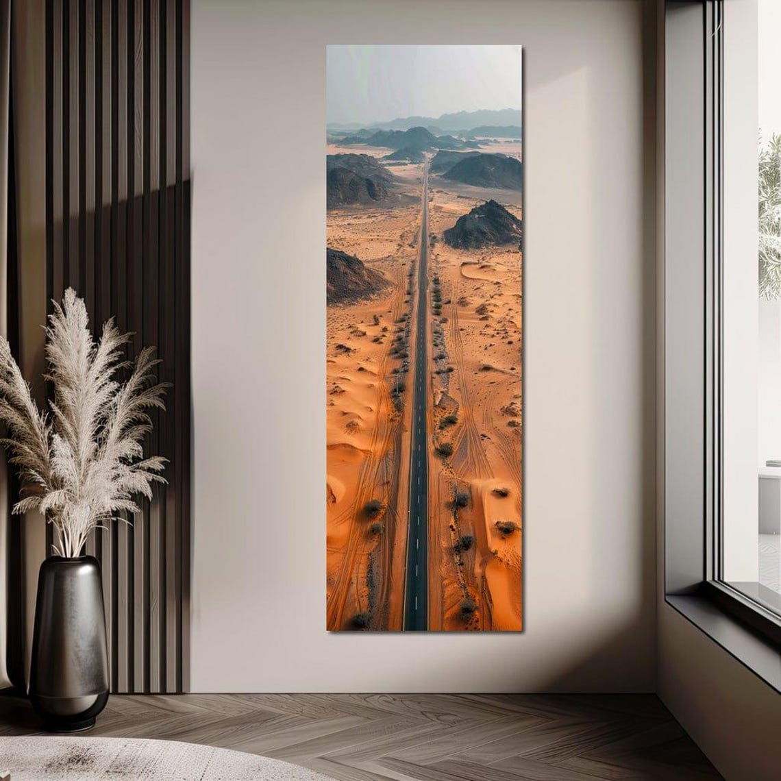 Aerial Desert Highway Red Sand Dunes Endless Road Scenic Poster - Image 4