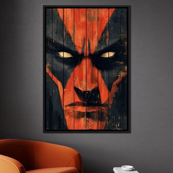 Fiery Night Vigil Sentinel Dark Sentinel Art Abstract Warrior Dramatic Decor Bold Home Decor Fiery Art By Nichecanvas