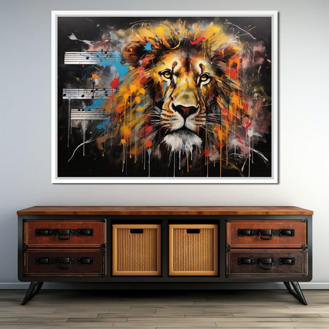 Colorful Graffiti Lion Music Notes Abstract Street Wildlife Wall Art Poster - Image 3