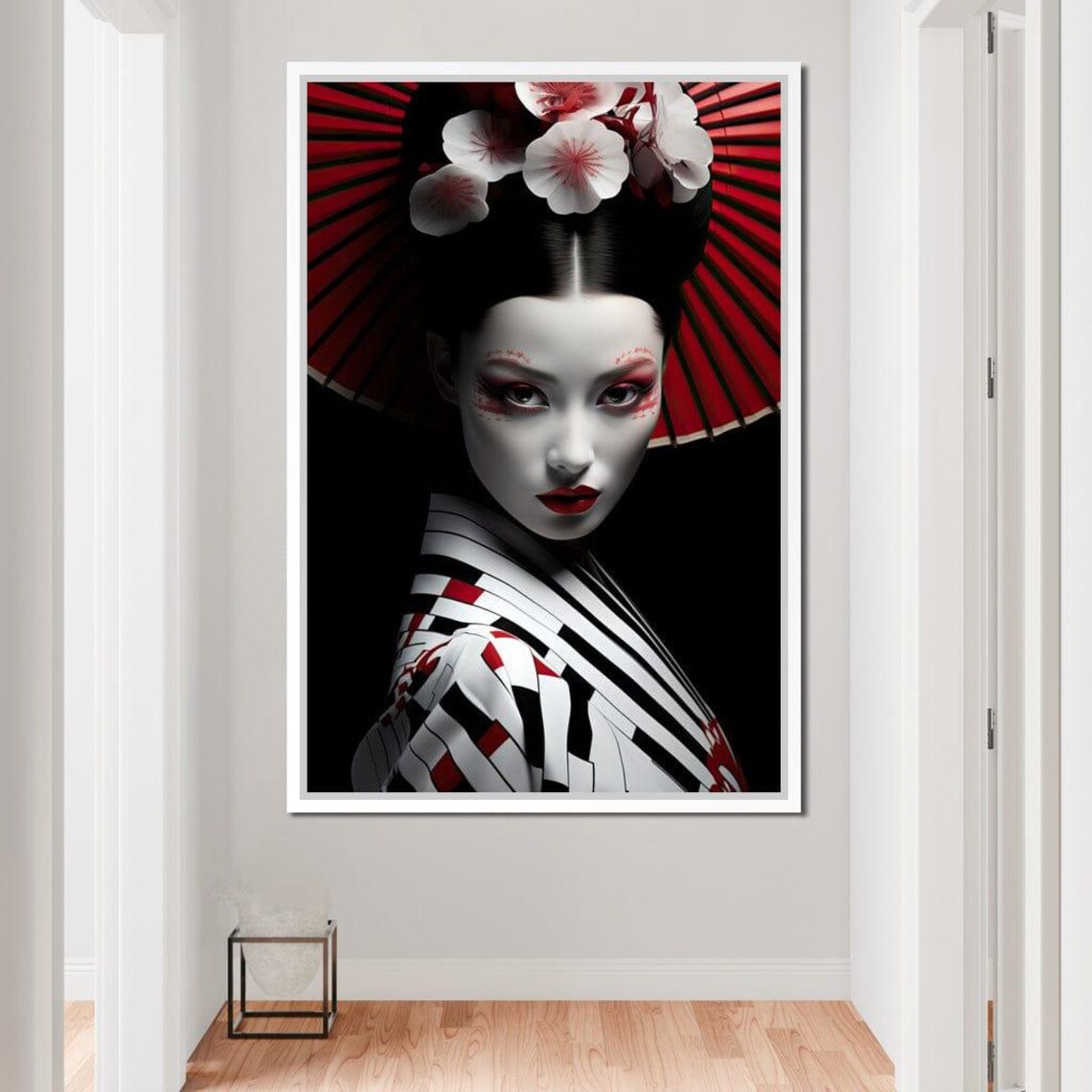 Geisha Portrait Red Parasol Japanese Beauty Art Print Asian Wall Decor - Image 2