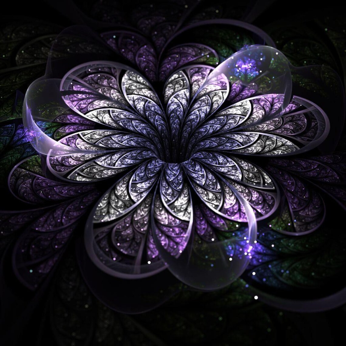 Fractal Flower, Abstract Floral Wall Art Print - Image 2