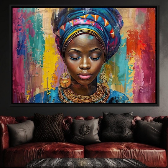 Vibrant Dreams Of Africa Sakeem Gibbs African Woman Art Colorful Portrait Tribal Jewelry Dcor Bohemian Art By Nichecanvas