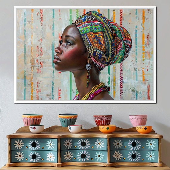 Vibrant Cultural Essence Sakeem Gibbs African Art Ethnic Wall Decor Colorful Portrait Painting Female Empowerment By Nichecanvas