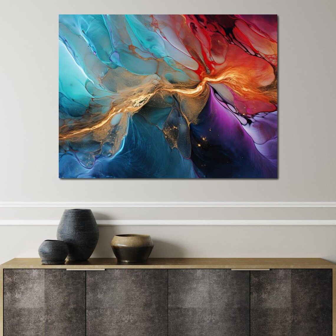 Marbled Movements Abstract Decor, Fluid Art Design - Image 3