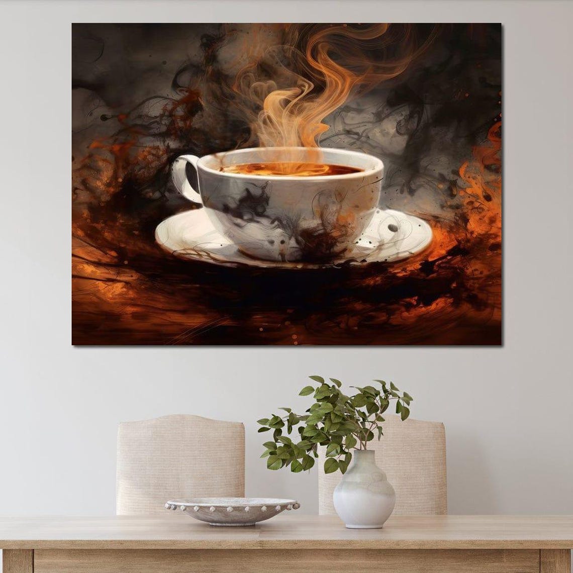 Mocha Latte Creation Warm Coffee Wall Art Cozy Home Decor Modern Kitchen Art Coffee Cup Design Latte Print By Nichecanvas - Image 4