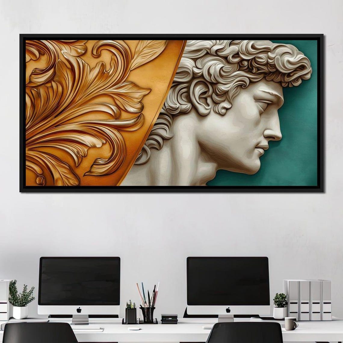 Classical Statue Face Gold Baroque Leaf Teal Sculpture Wall Art - Image 4