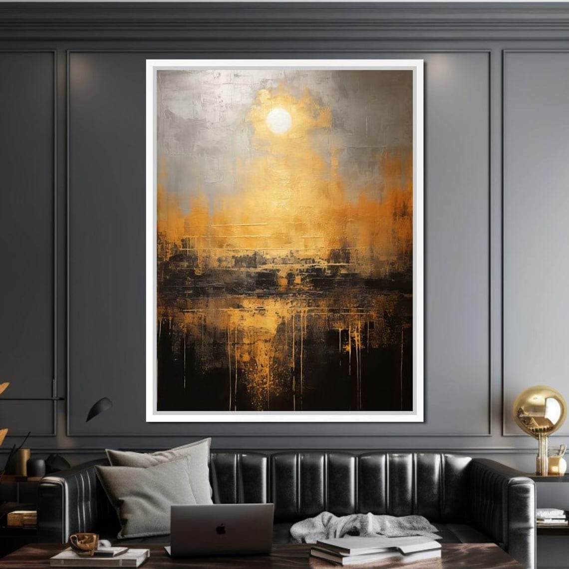 Romantic Black And Gold Abstract Art Print - Image 3