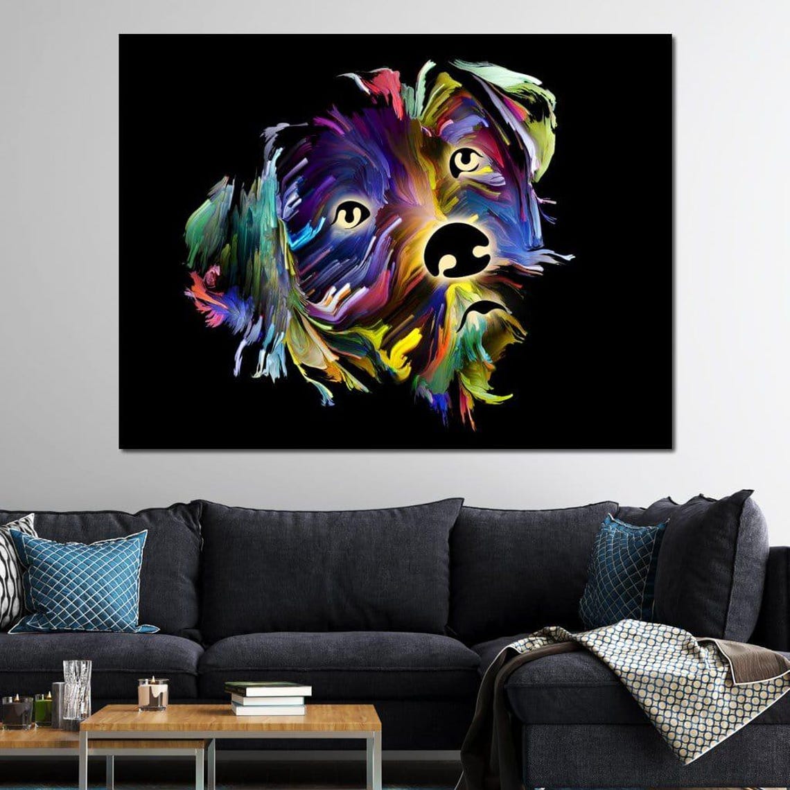 Colorful Dog - Bold Black Background - Image 3