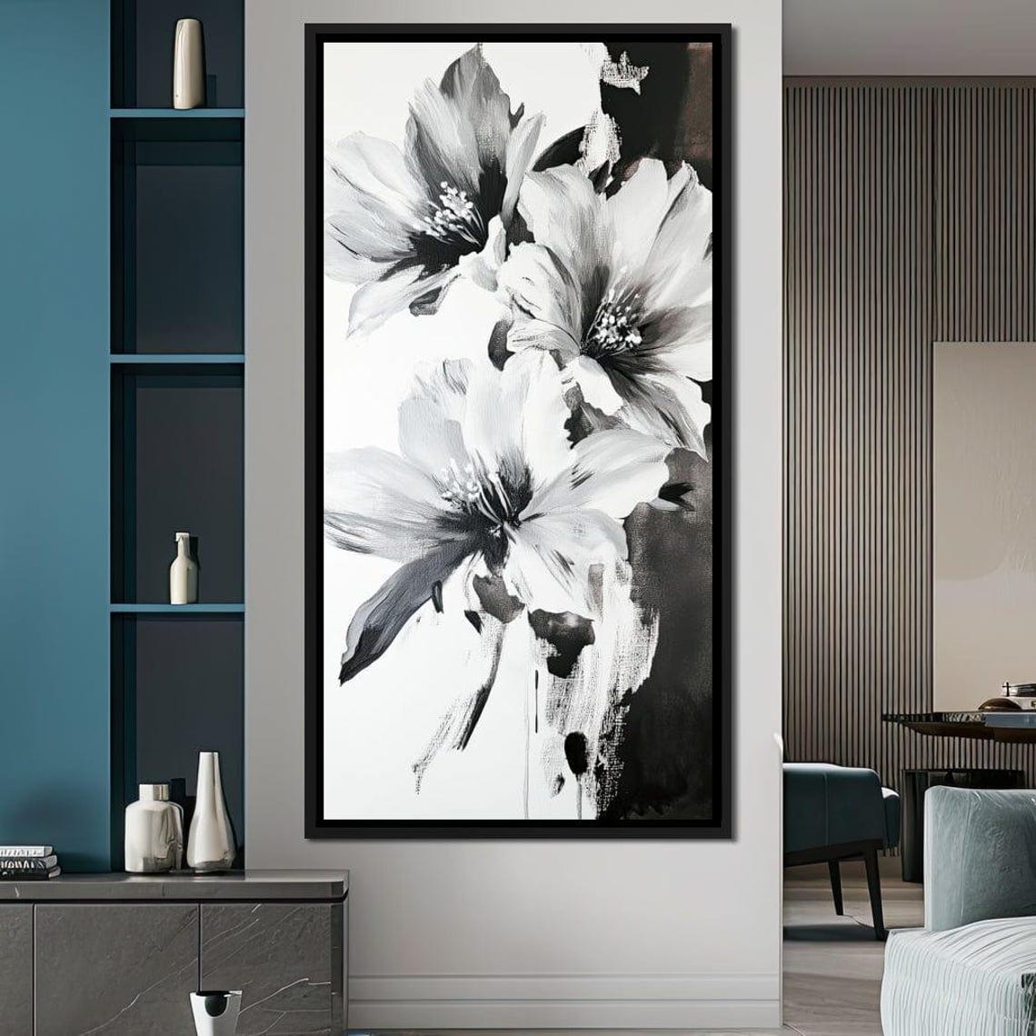 Black and White Floral Abstract Minimalist Botanical Wall Art Print - Image 4