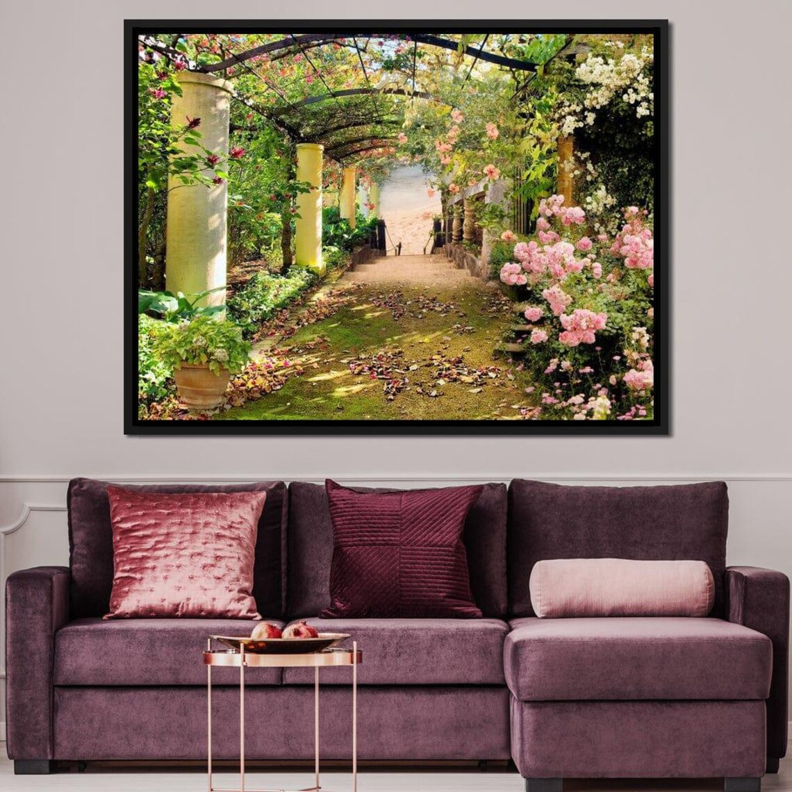 Floral Walkway Garden Path Art Print, Spring Scene - Image 3
