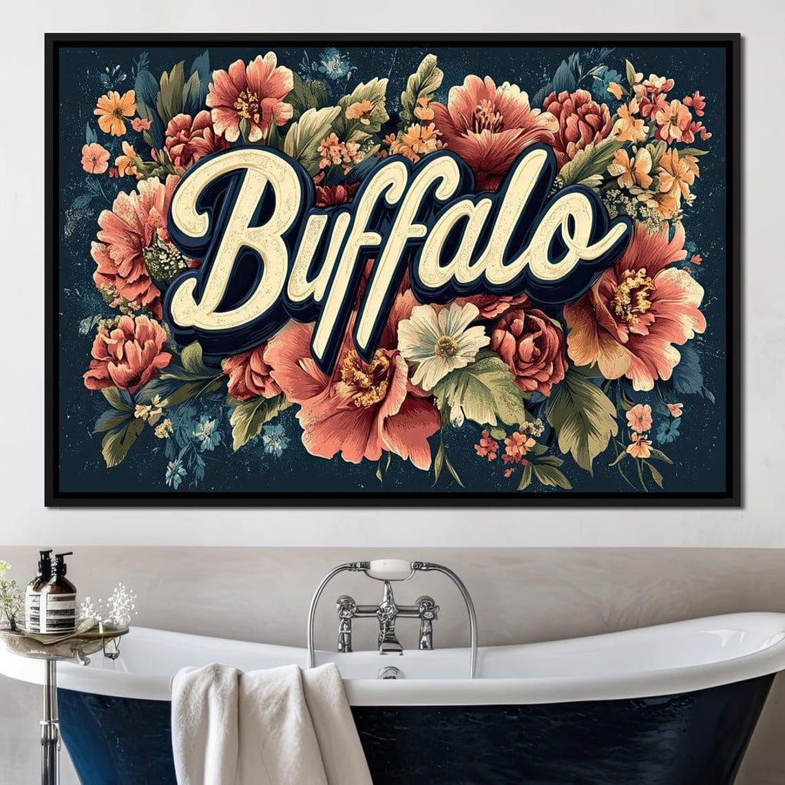 Buffalo Cream Script Vintage Pink Peony Floral Typography Art Poster - Image 4