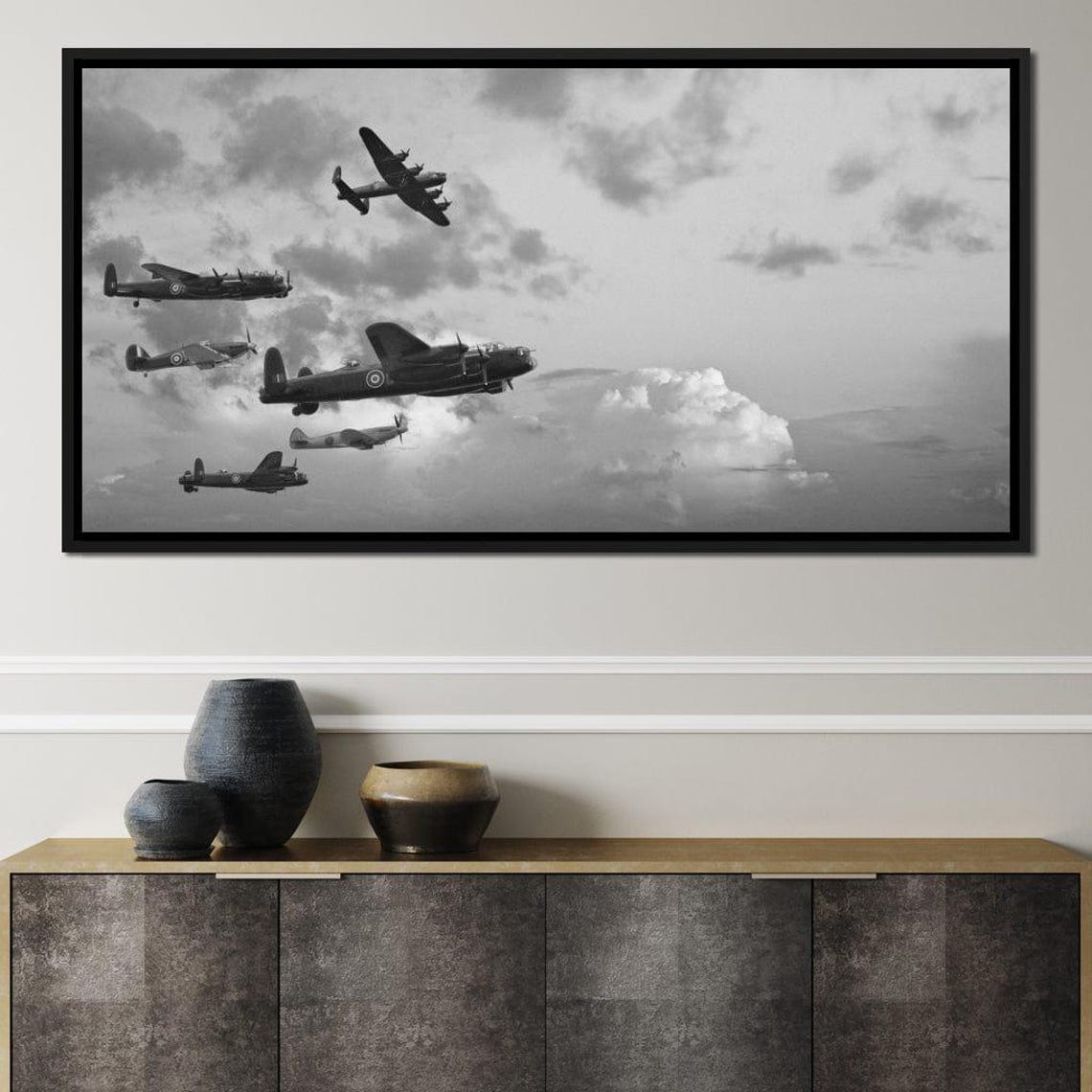 World War 2 Bomber Squadron Vintage Aircraft Formation Poster
