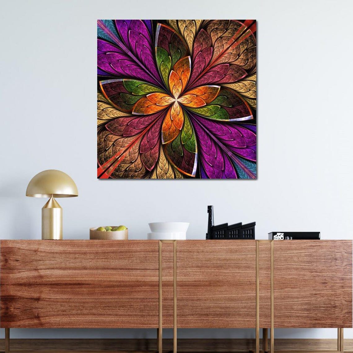 Multicolor Fractal Flower Mandala Abstract Modern Art Wall Art Poster - Image 4
