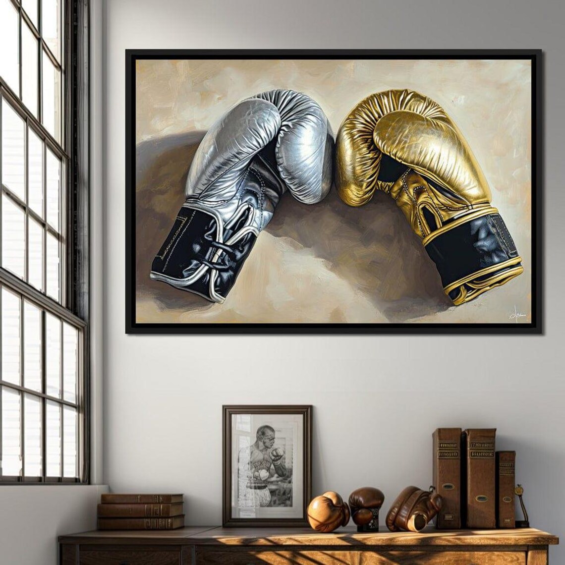 Silver Gold Boxing Gloves Champion Pair Vintage Fight Sports Wall Art - Image 2
