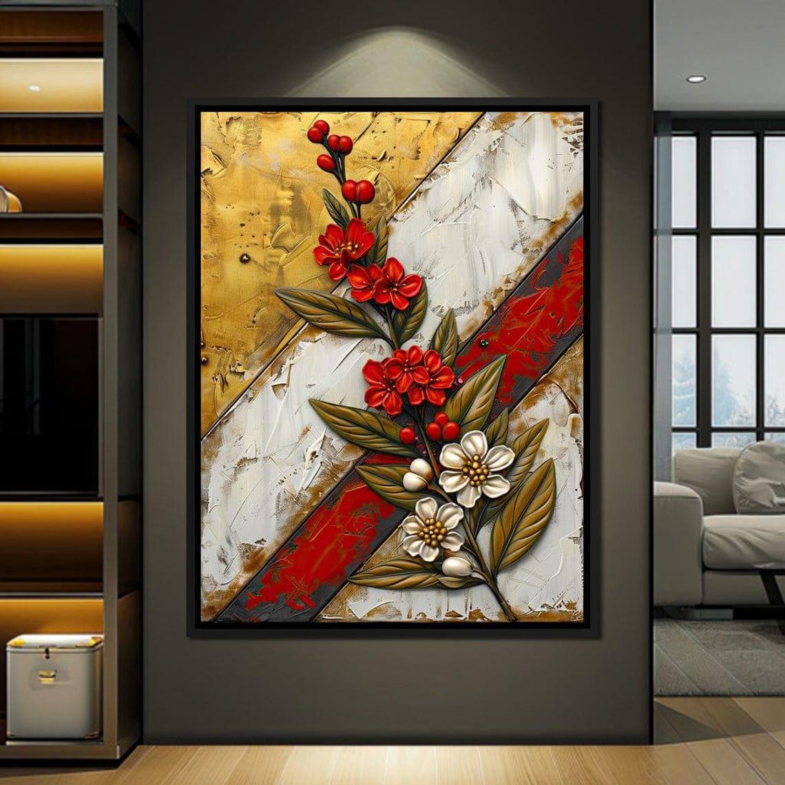 Golden Flora Harmony - Floral Art