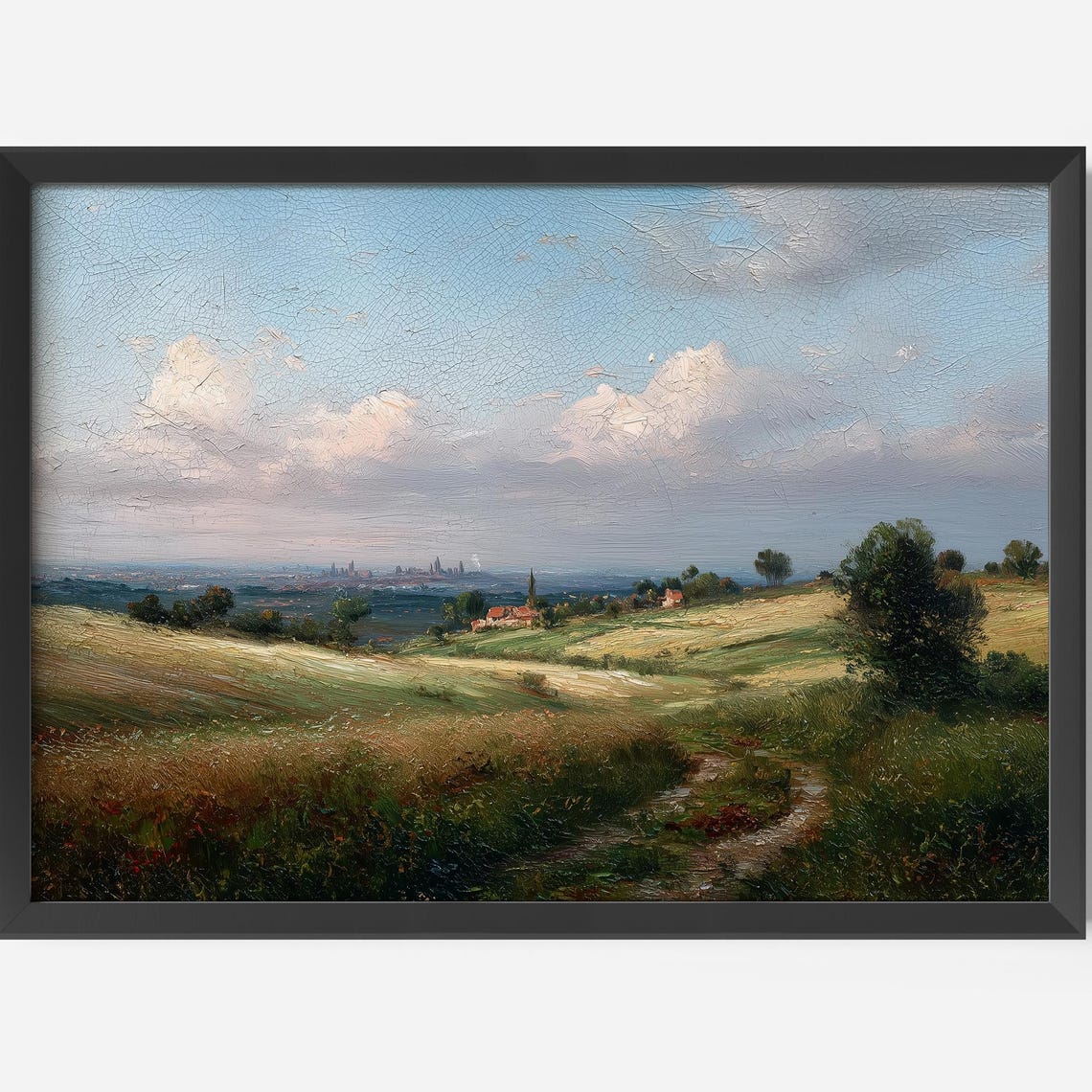 Golden Fields Countryside Landscape Farmhouse Vintage Style Art Poster