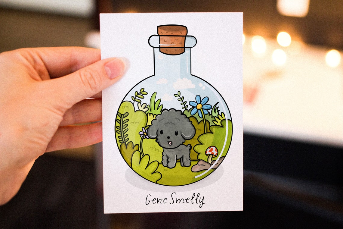Custom Cartoon Puppy Portrait in Glass Bottle Terrarium Poster - Image 2