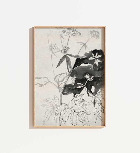 Vintage French Botanical Art Print, Neutral Decor