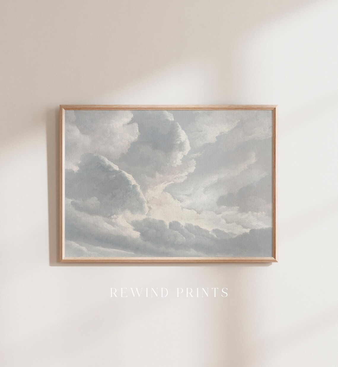 Vintage Cloud Painting, Neutral Sky Landscape Art Print - Image 2