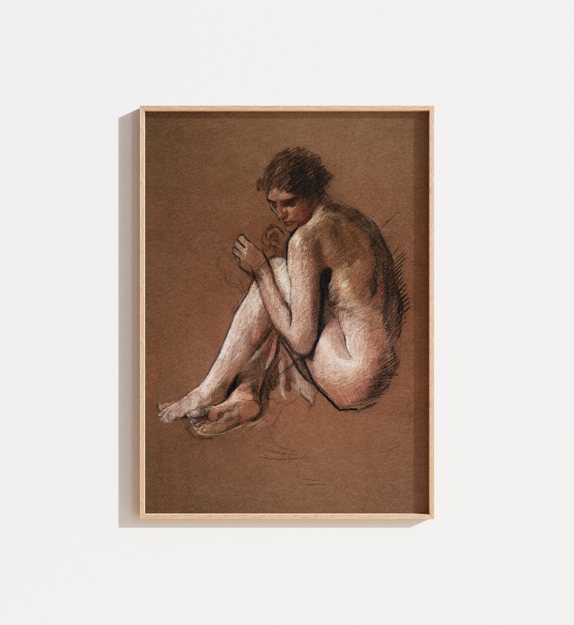 Vintage Moody Woman Portrait Painting Art Print