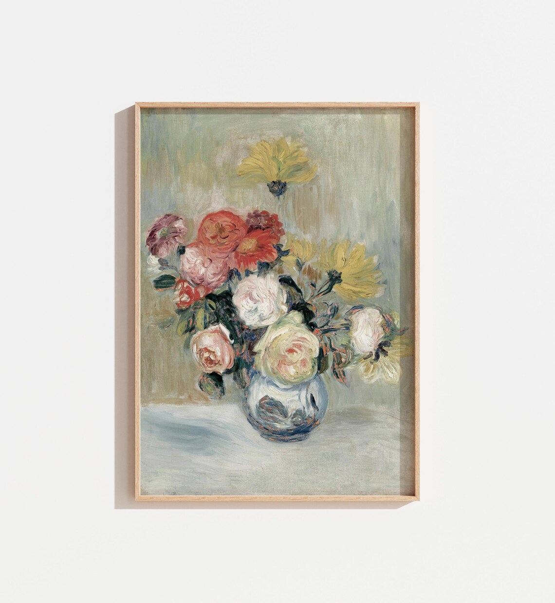 Vintage Still Life Floral Art Print, Cottage Farmhouse Decor