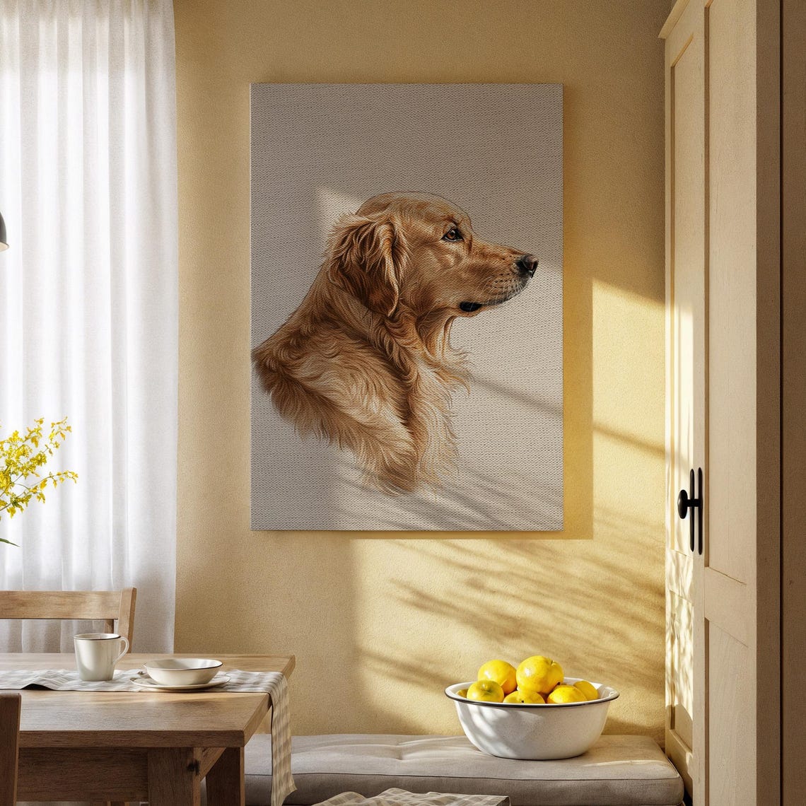 Golden Retriever Realistic Profile Portrait Pet Lover Canvas Print