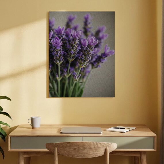 Purple Lavender Bouquet Closeup Floral Canvas Blush Pink Poster