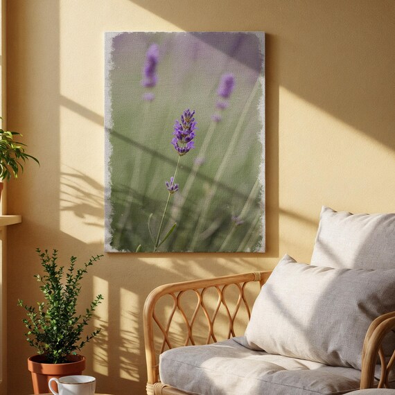 Lavender Sprig Close Up Botanical Soft Purple Floral Canvas Poster
