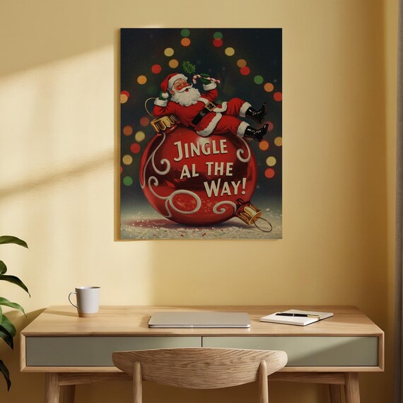 Jingle All The Way Retro Santa Giant Ornament Christmas Poster