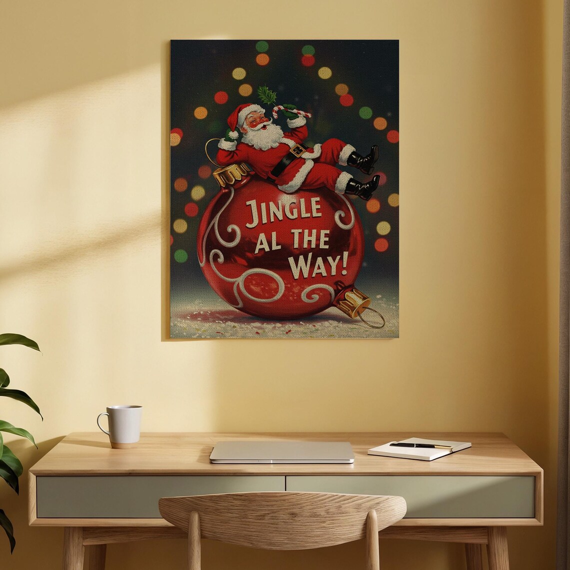 Jingle All The Way Retro Santa Giant Ornament Christmas Poster