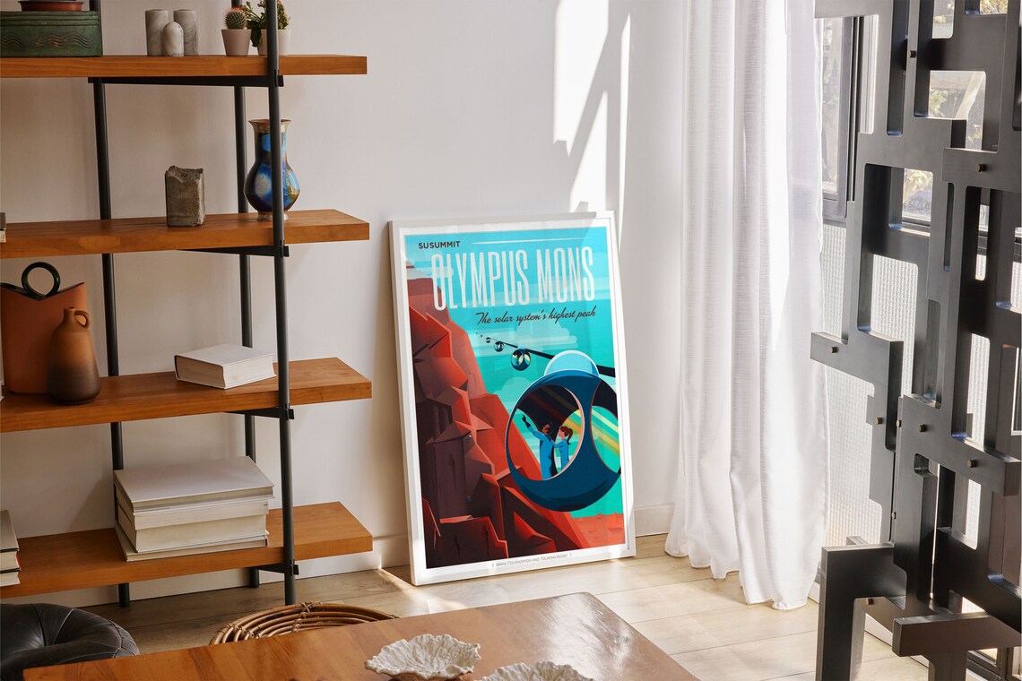 Olympus Mons Mars Retro Futurist Space Travel Tourism Poster - Image 3
