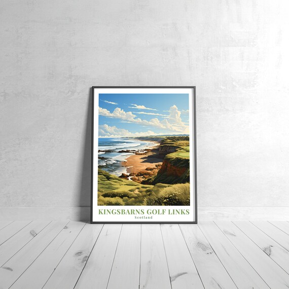 Kingsbarns Golf Links Scotland Coastal Cliffs Travel Seaside Poster