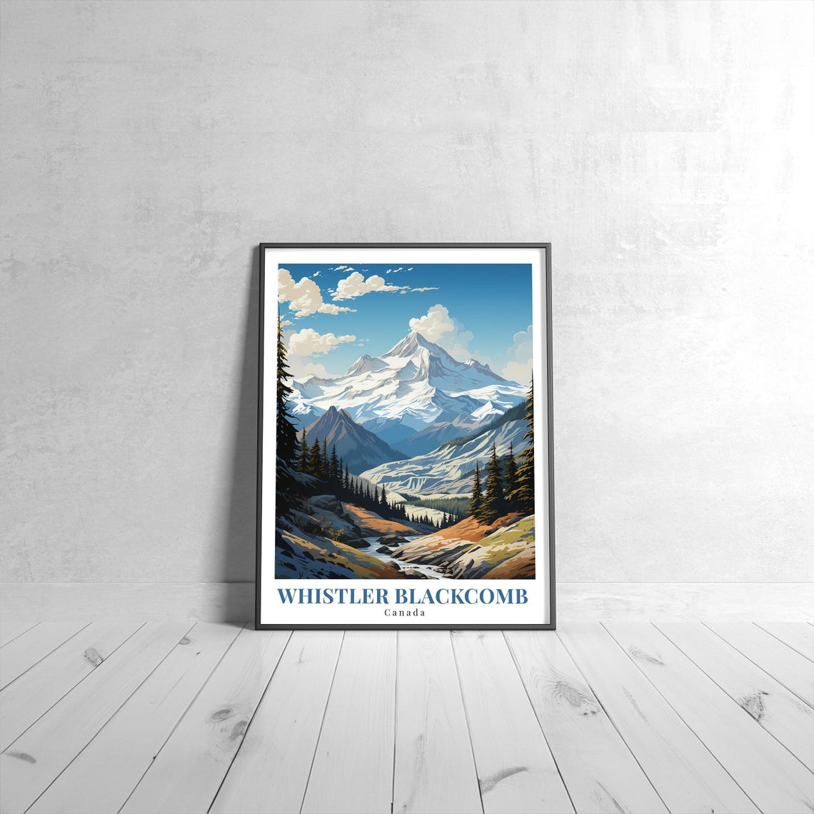 Whistler Blackcomb Canada Snowy Peak Ski Resort Travel Poster