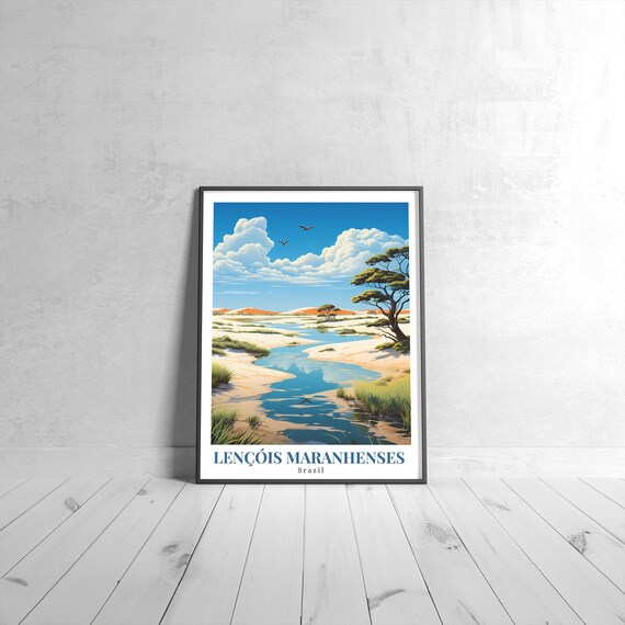 Lençóis Maranhenses Brazil Vintage Travel Poster Sand Dunes Lagoons