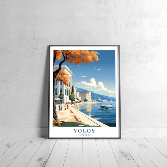 Volos Vintage Travel Poster Retro Greece Art Print Colorful Home Decor Wall Unique Gift