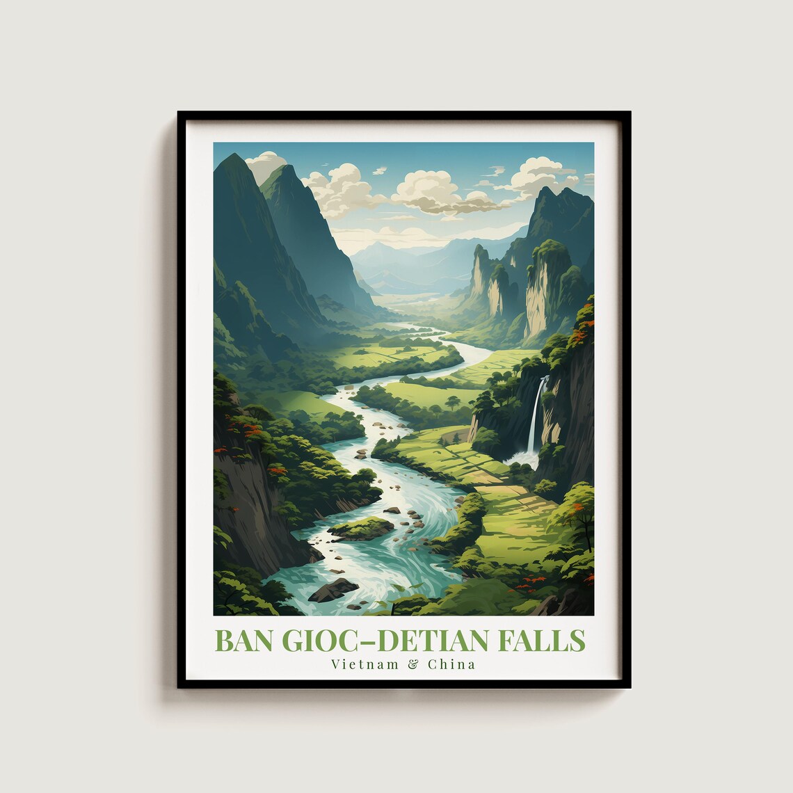 Ban Giocdetian Falls Vintage Travel Poster